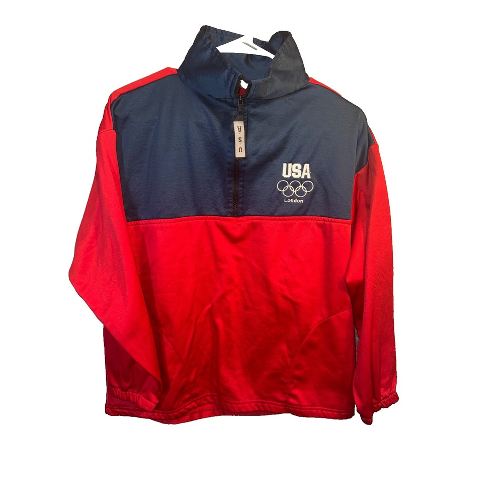 US Olympic USA London 2012 Adult Men Sz Medium 1/4 Zip Fleece Lined Pull Over